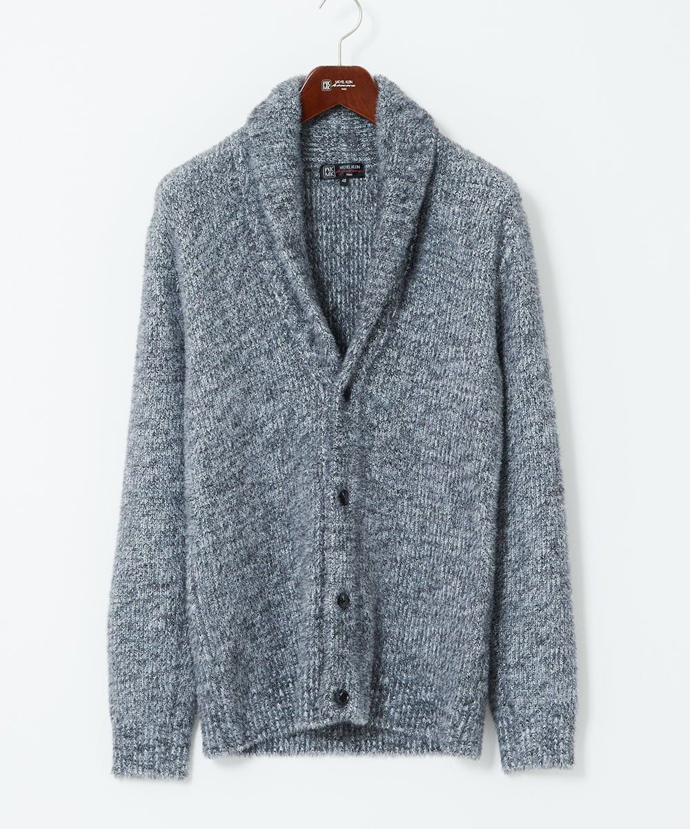 MKFAF26130 MK MICHEL KLEIN HOMME(MKミッシェルクランオム) ショールカラーニット / フェザーヤーン グレー