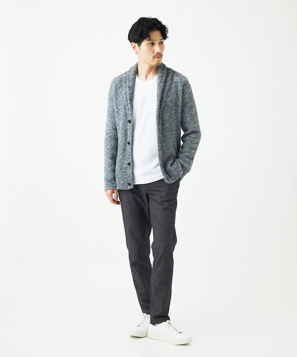 MKFAF26130 MK MICHEL KLEIN HOMME(MKミッシェルクランオム) ショールカラーニット / フェザーヤーン グレー