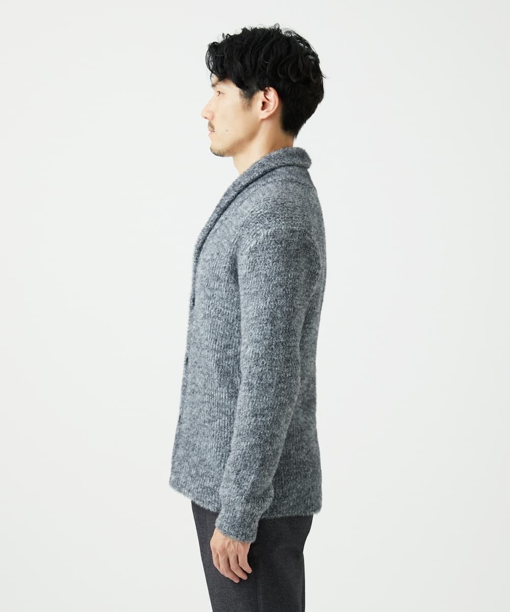MKFAF26130 MK MICHEL KLEIN HOMME(MKミッシェルクランオム) ショールカラーニット / フェザーヤーン グレー