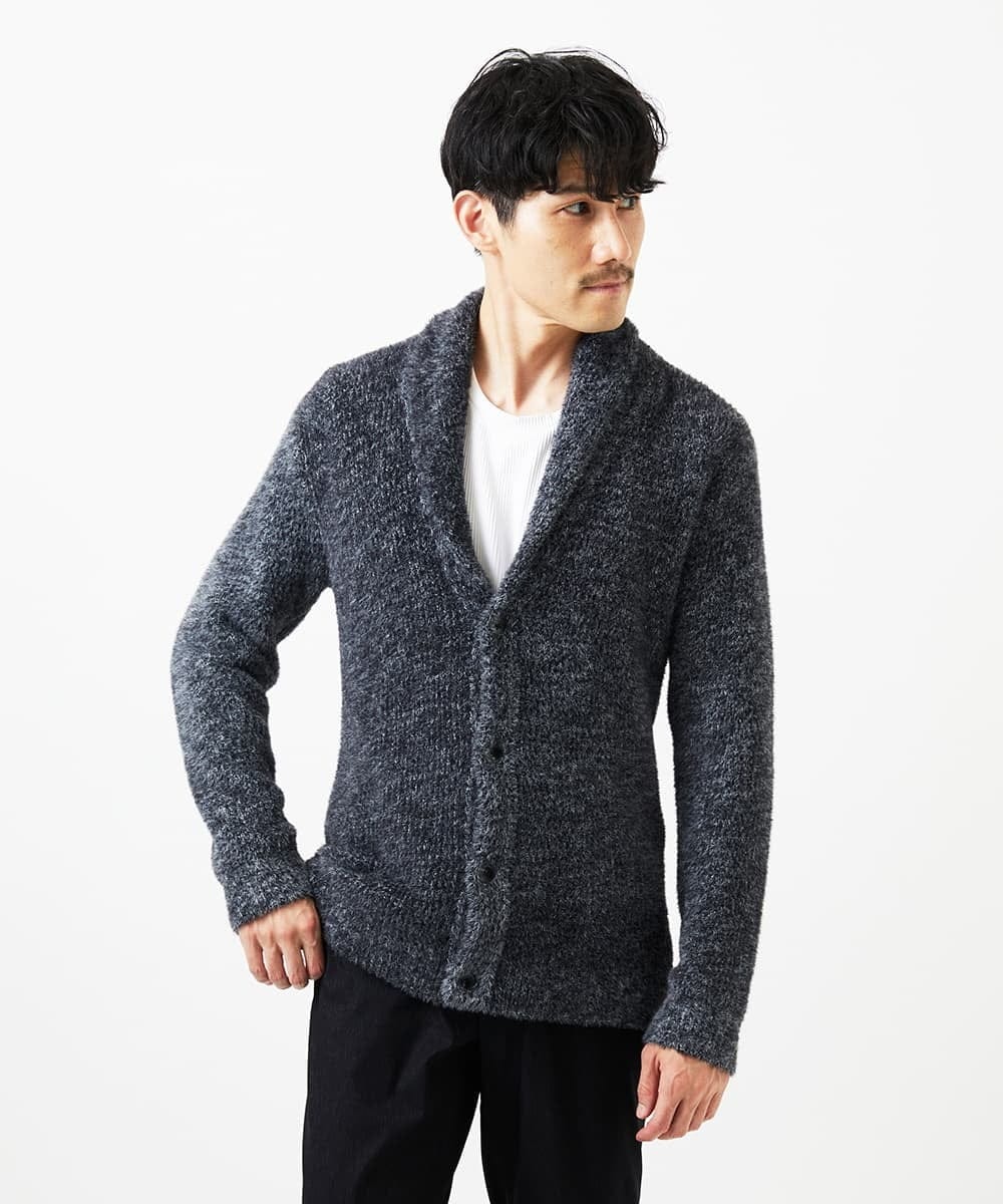MKFAF26130 MK MICHEL KLEIN HOMME(MKミッシェルクランオム) ショールカラーニット / フェザーヤーン ダークグレー