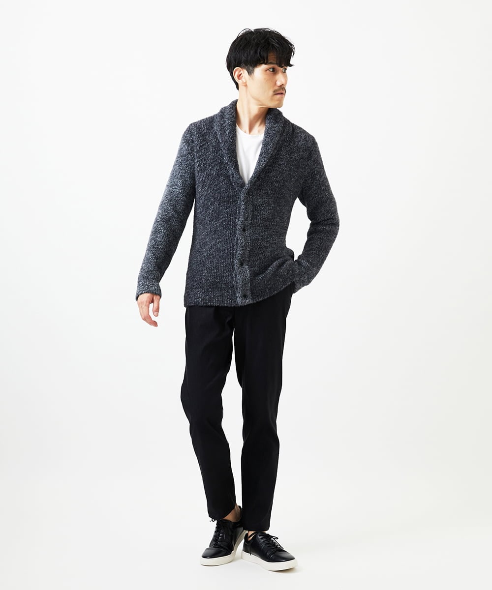 MKFAF26130 MK MICHEL KLEIN HOMME(MKミッシェルクランオム) ショールカラーニット / フェザーヤーン ダークグレー