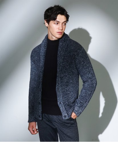 MKFAF26130 MK MICHEL KLEIN HOMME ショールカラーニット / フェザーヤーン