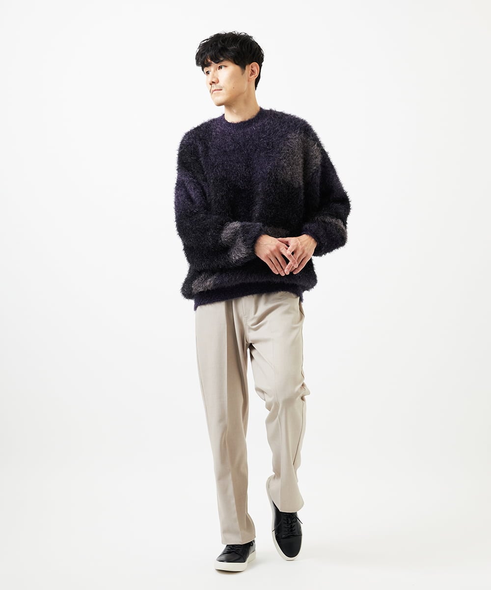 MKFAF81110 MK MICHEL KLEIN HOMME(MKミッシェルクランオム) マーブルシャギーニット ブルー