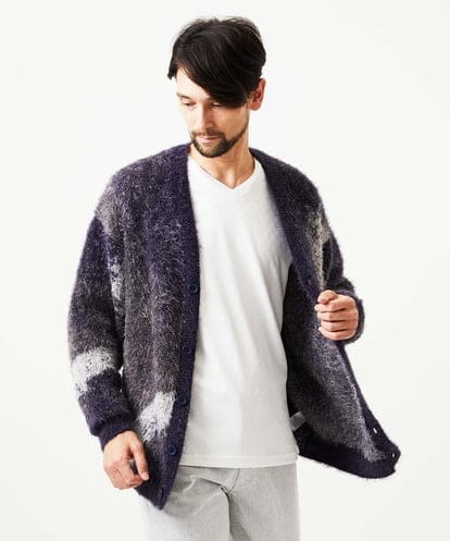 MKFAF82120 MK MICHEL KLEIN HOMME マーブルシャギーカーディガン