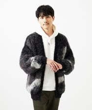 MKFAF82120 MK MICHEL KLEIN HOMME(MKミッシェルクランオム) マーブルシャギーカーディガン ブラック