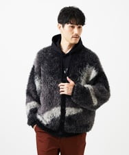 MKFAF82120 MK MICHEL KLEIN HOMME(MKミッシェルクランオム) マーブルシャギーカーディガン ブラック
