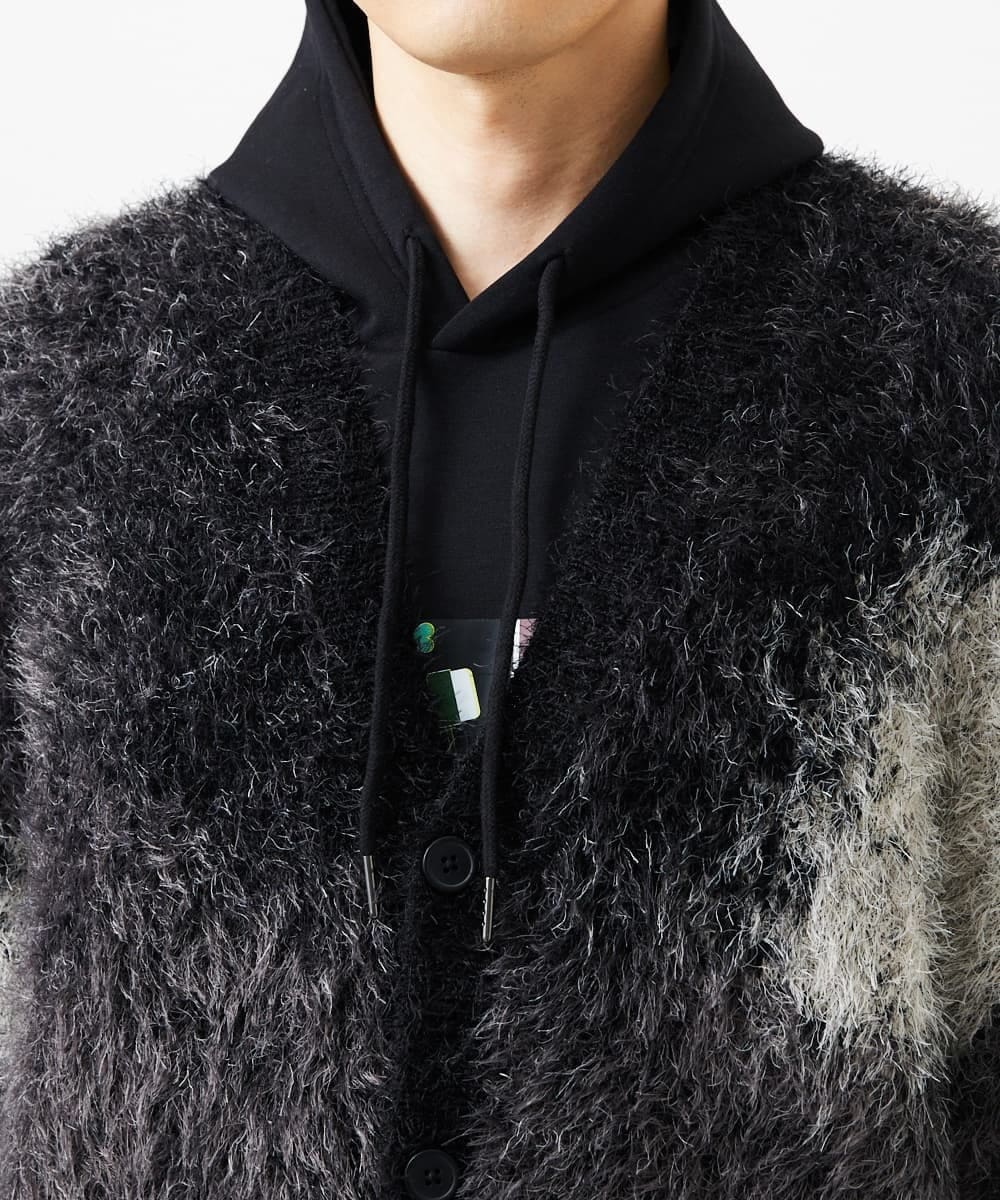 MKFAF82120 MK MICHEL KLEIN HOMME(MKミッシェルクランオム) マーブルシャギーカーディガン ブラック