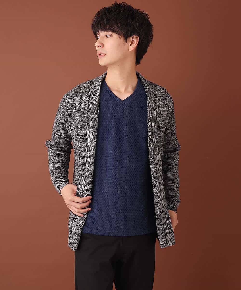 MKFAL01095 MK MICHEL KLEIN HOMME(MKミッシェルクランオム) ロングカーディガン／トッパーカーディガン グレー