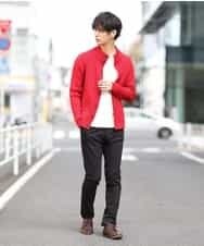 MKFAM53110 MK MICHEL KLEIN HOMME(MKミッシェルクランオム) カーディガン／アランケーブルディライト レッド