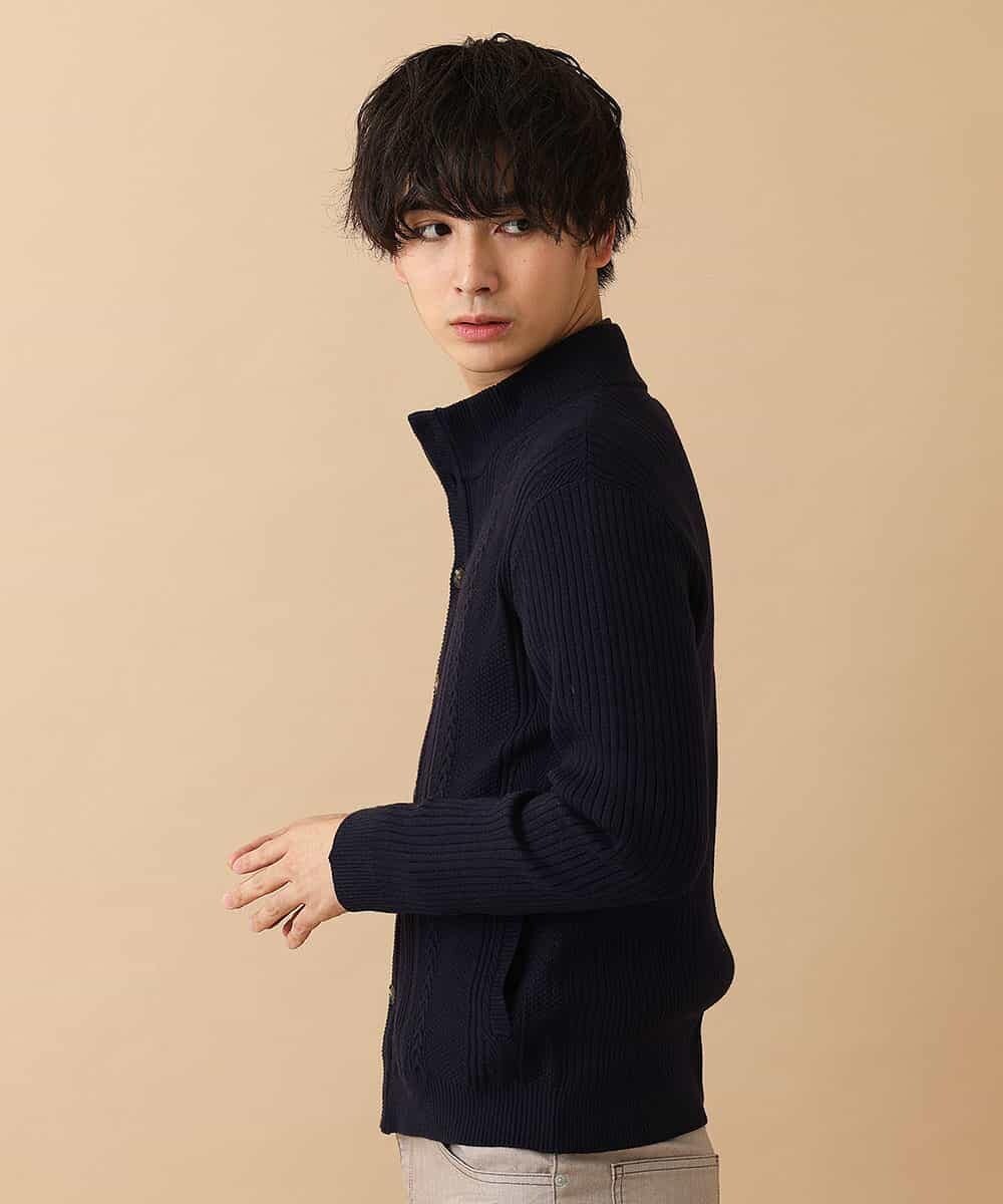 MKFAM53110 MK MICHEL KLEIN HOMME(MKミッシェルクランオム) カーディガン／アランケーブルディライト ネイビー