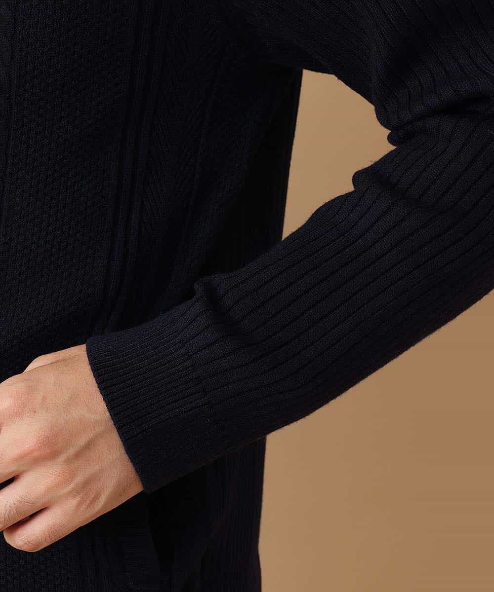 MKFAM53110 MK MICHEL KLEIN HOMME(MKミッシェルクランオム) カーディガン／アランケーブルディライト ネイビー
