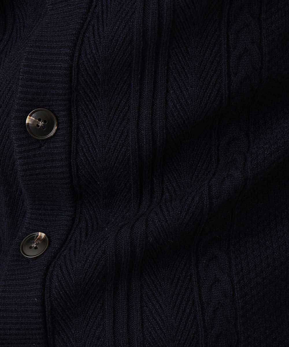 MKFAM53110 MK MICHEL KLEIN HOMME(MKミッシェルクランオム) カーディガン／アランケーブルディライト ネイビー