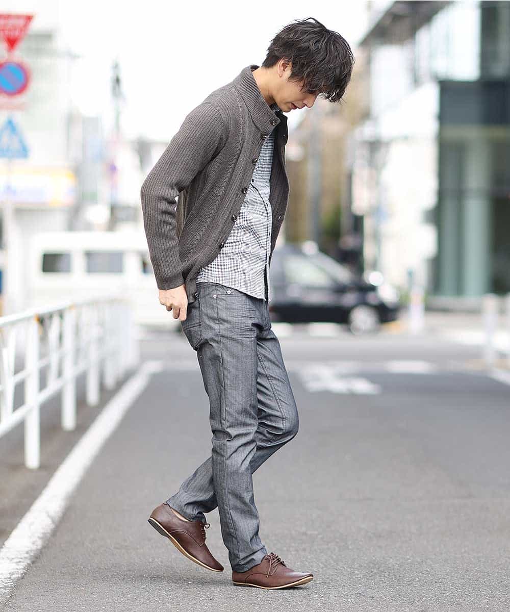 MKFAM53110 MK MICHEL KLEIN HOMME(MKミッシェルクランオム) カーディガン／アランケーブルディライト ダークグレー