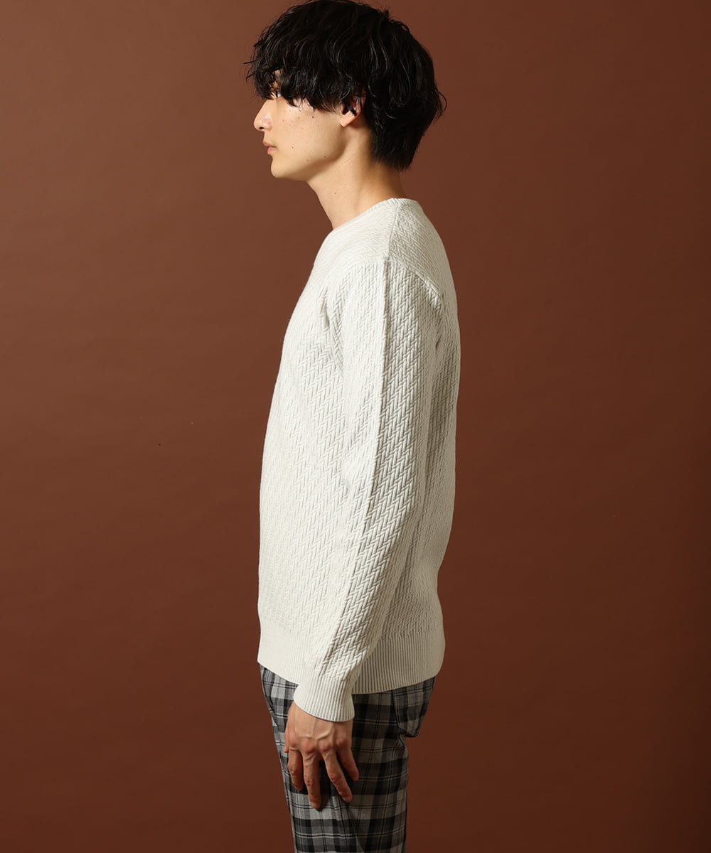 MKFAS50089 MK MICHEL KLEIN HOMME(MKミッシェルクランオム) Vネックニット / デオドラントヘリンボーン ホワイト(90)