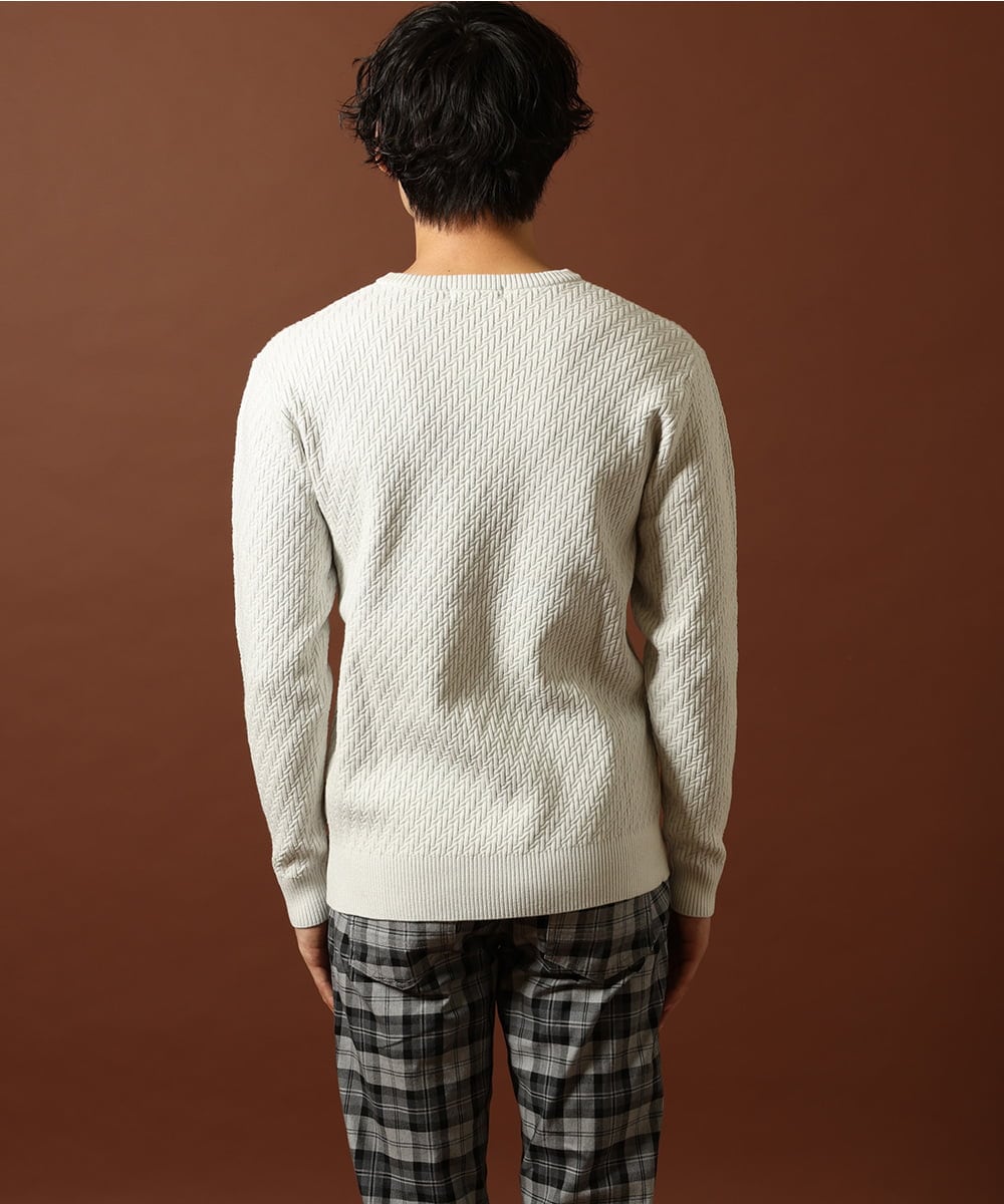 MKFAS50089 MK MICHEL KLEIN HOMME(MKミッシェルクランオム) Vネックニット / デオドラントヘリンボーン ホワイト(90)