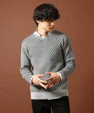 MKFAS50089 MK MICHEL KLEIN HOMME(MKミッシェルクランオム) Vネックニット / デオドラントヘリンボーン ダークグレー(93)