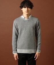 MKFAS50089 MK MICHEL KLEIN HOMME(MKミッシェルクランオム) Vネックニット / デオドラントヘリンボーン ダークグレー(93)