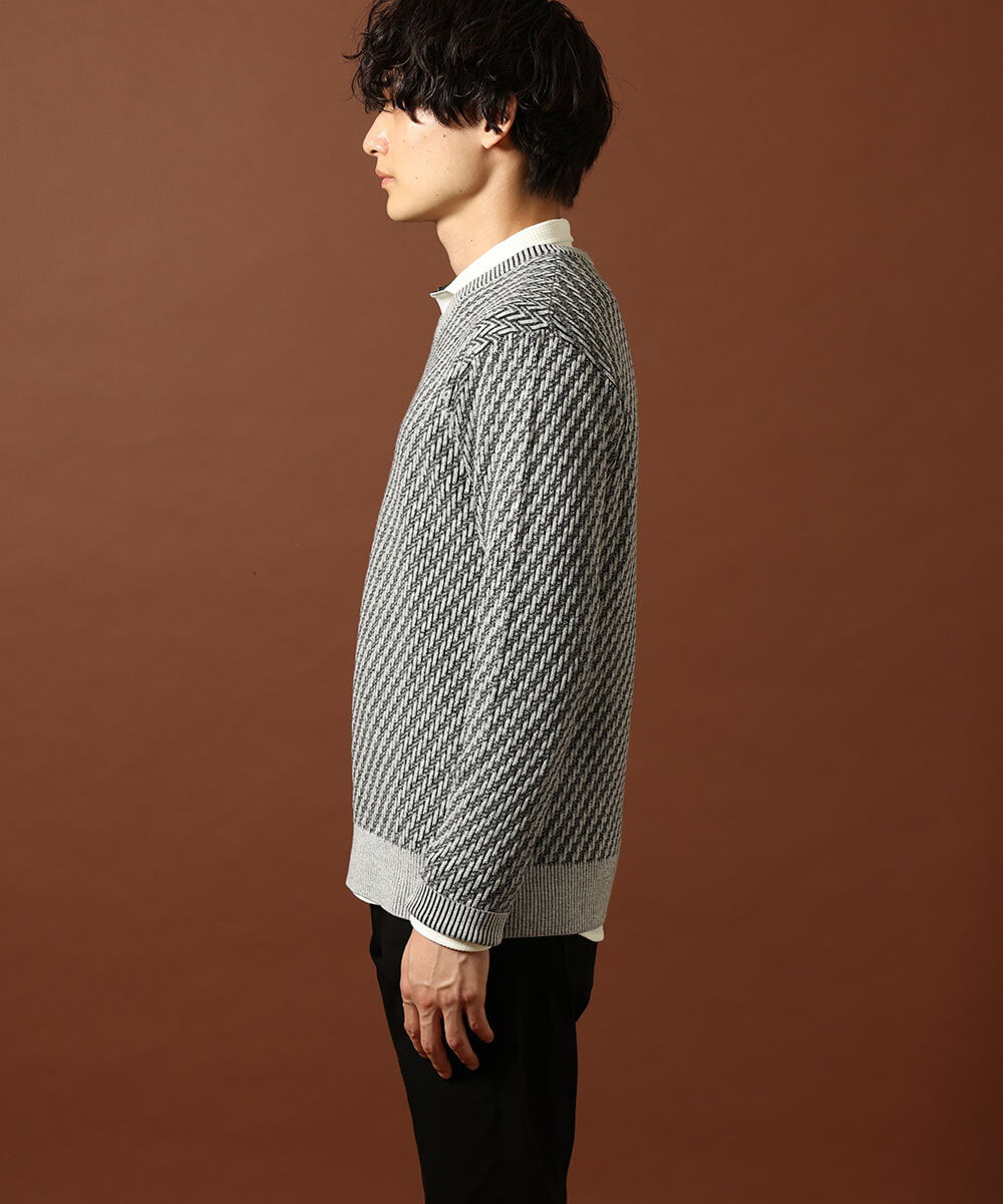 MKFAS50089 MK MICHEL KLEIN HOMME(MKミッシェルクランオム) Vネックニット / デオドラントヘリンボーン ダークグレー(93)