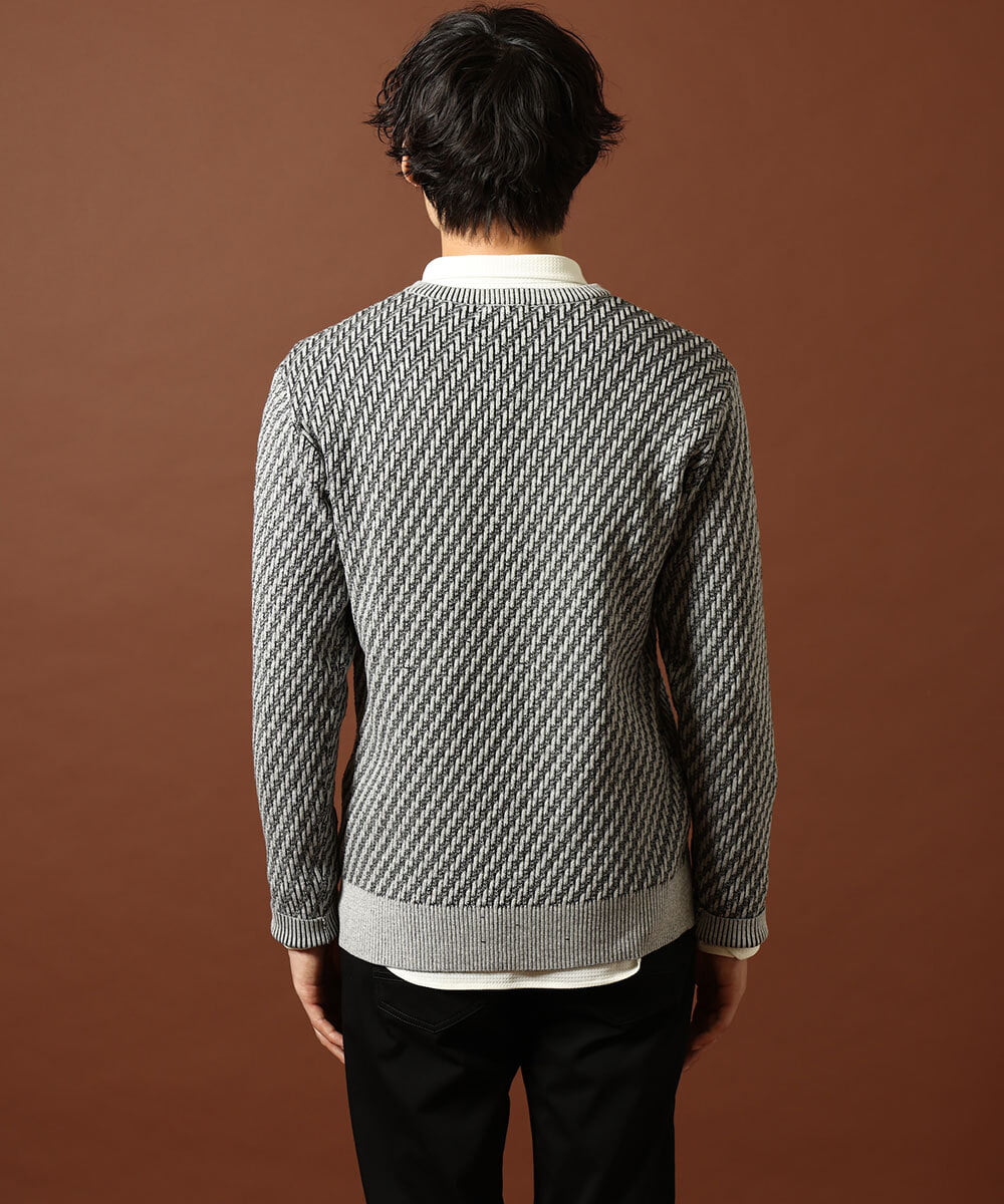 MKFAS50089 MK MICHEL KLEIN HOMME(MKミッシェルクランオム) Vネックニット / デオドラントヘリンボーン ダークグレー(93)