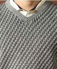 MKFAS50089 MK MICHEL KLEIN HOMME(MKミッシェルクランオム) Vネックニット / デオドラントヘリンボーン ダークグレー(93)