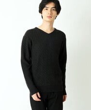 MKFAS50089 MK MICHEL KLEIN HOMME(MKミッシェルクランオム) Vネックニット / デオドラントヘリンボーン ブラック(94)