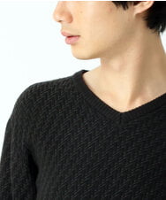 MKFAS50089 MK MICHEL KLEIN HOMME(MKミッシェルクランオム) Vネックニット / デオドラントヘリンボーン ブラック(94)
