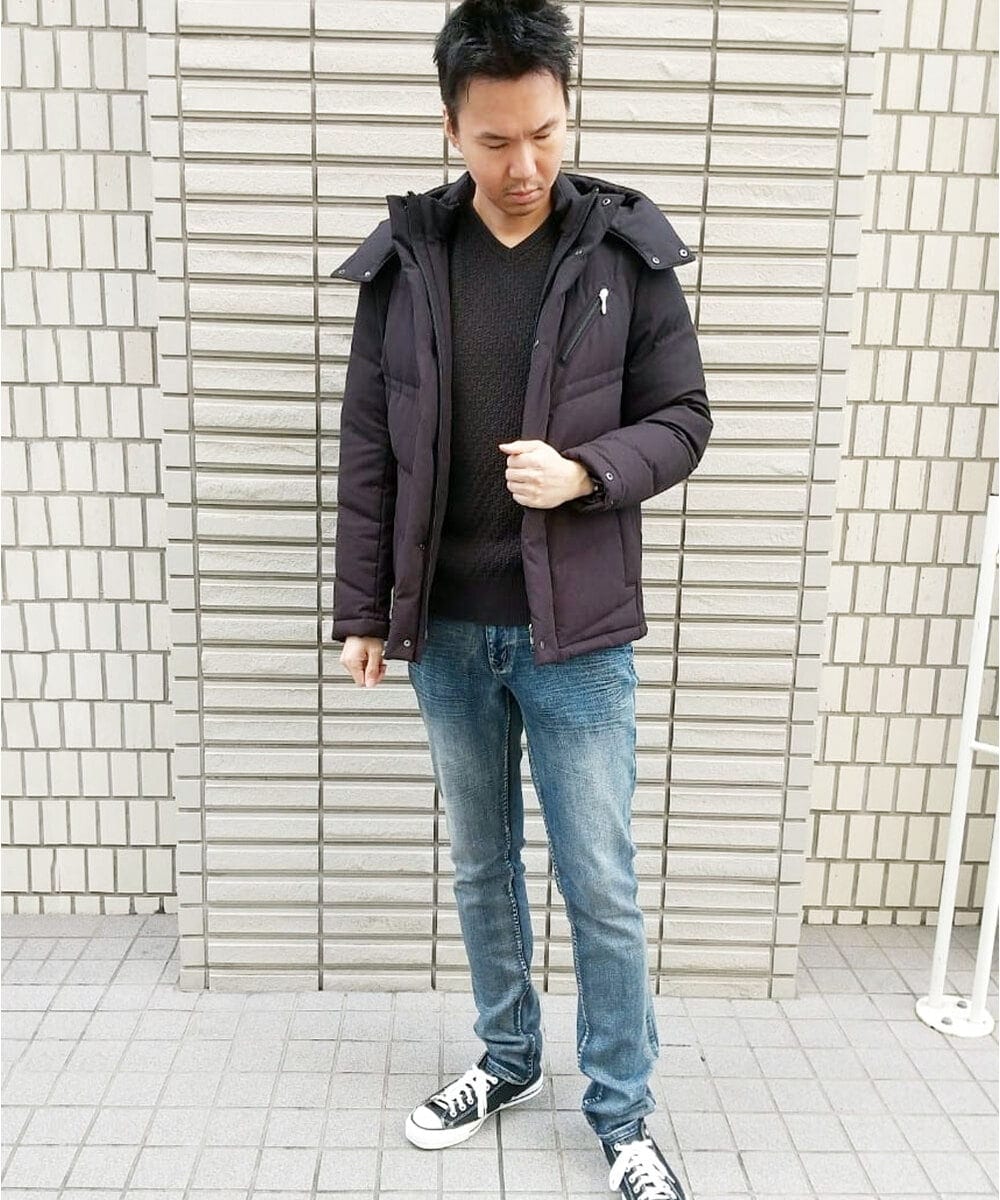 MKFAS50089 MK MICHEL KLEIN HOMME(MKミッシェルクランオム) Vネックニット / デオドラントヘリンボーン ブラック(94)
