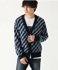 MKFAU32090 MK MICHEL KLEIN HOMME(MKミッシェルクランオム) サンダー柄カーディガン ネイビー(57)