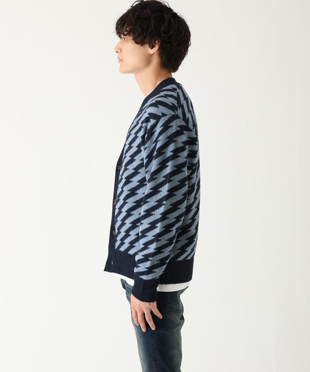 MKFAU32090 MK MICHEL KLEIN HOMME(MKミッシェルクランオム) サンダー柄カーディガン ネイビー(57)