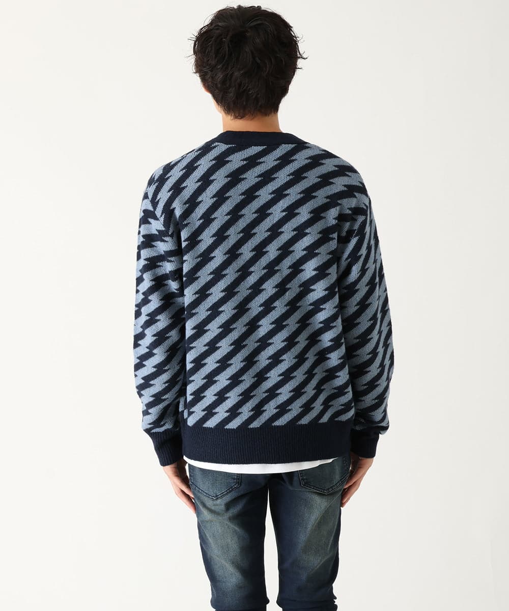 MKFAU32090 MK MICHEL KLEIN HOMME(MKミッシェルクランオム) サンダー柄カーディガン ネイビー(57)
