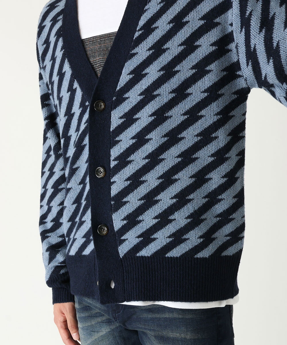 MKFAU32090 MK MICHEL KLEIN HOMME(MKミッシェルクランオム) サンダー柄カーディガン ネイビー(57)