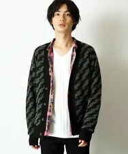 MKFAU32090 MK MICHEL KLEIN HOMME(MKミッシェルクランオム) サンダー柄カーディガン ブラック(94)