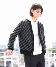 MKFAU32090 MK MICHEL KLEIN HOMME(MKミッシェルクランオム) サンダー柄カーディガン ブラック(94)