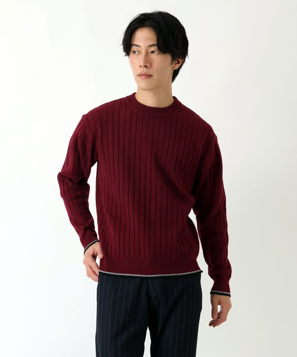 MKFAU45089 MK MICHEL KLEIN HOMME(MKミッシェルクランオム) ラインクルーネックニット パープル(77)