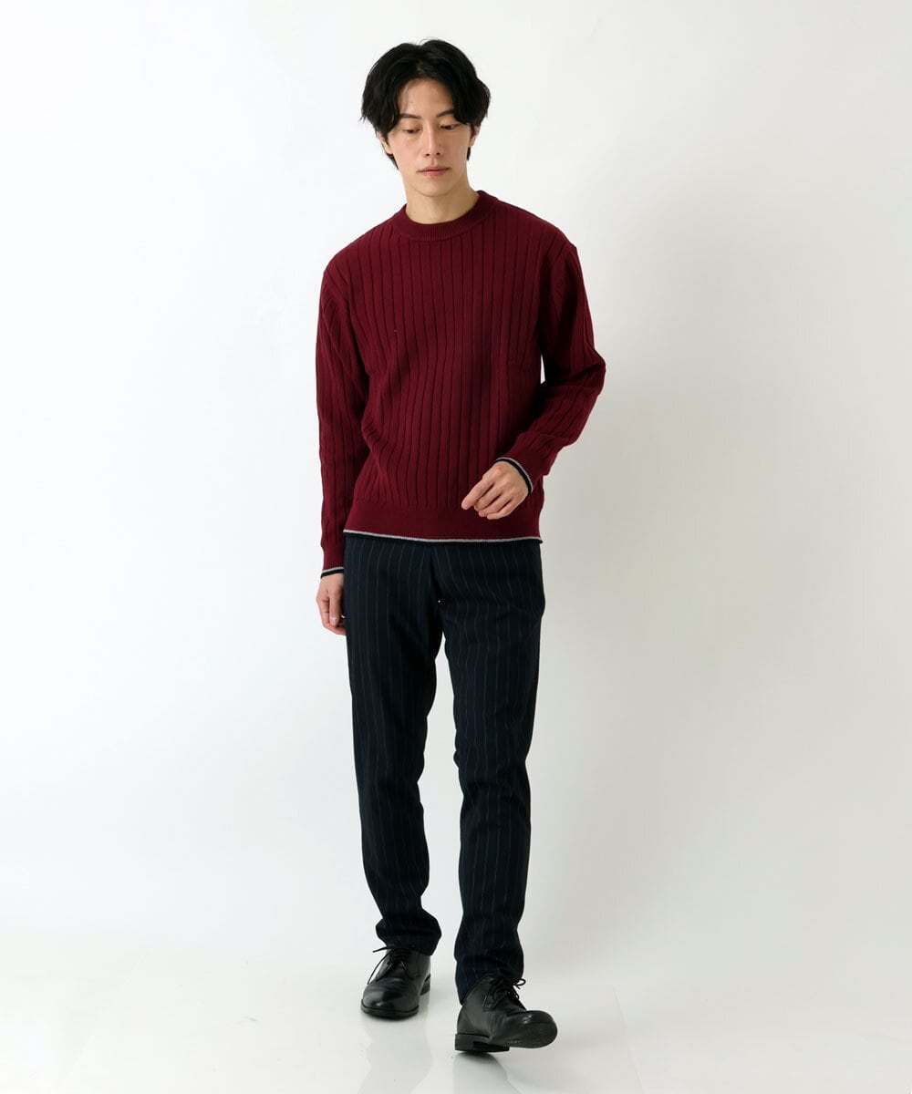 MKFAU45089 MK MICHEL KLEIN HOMME(MKミッシェルクランオム) ラインクルーネックニット パープル(77)