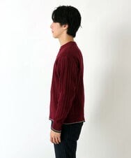 MKFAU45089 MK MICHEL KLEIN HOMME(MKミッシェルクランオム) ラインクルーネックニット パープル(77)