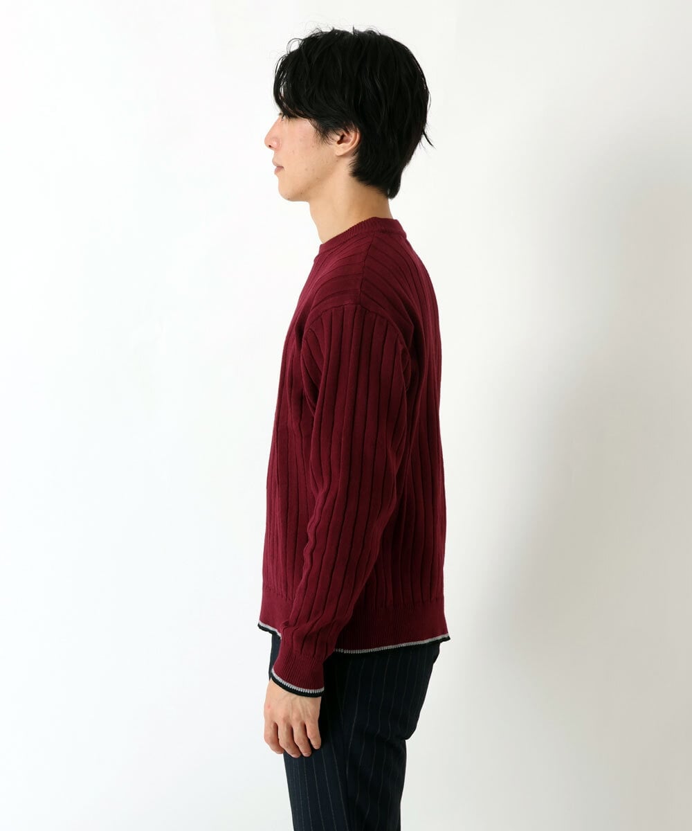 MKFAU45089 MK MICHEL KLEIN HOMME(MKミッシェルクランオム) ラインクルーネックニット パープル(77)