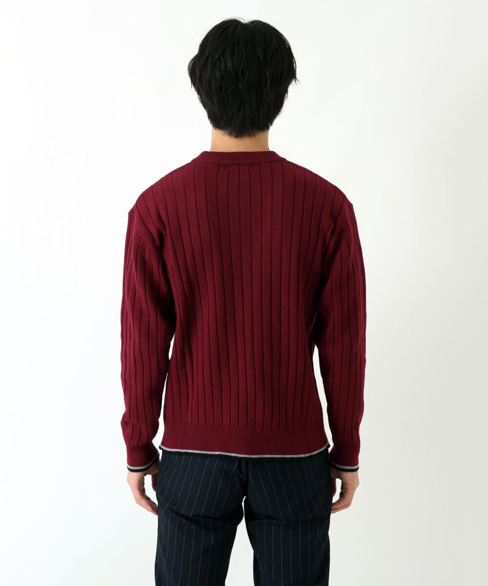 MKFAU45089 MK MICHEL KLEIN HOMME(MKミッシェルクランオム) ラインクルーネックニット パープル(77)