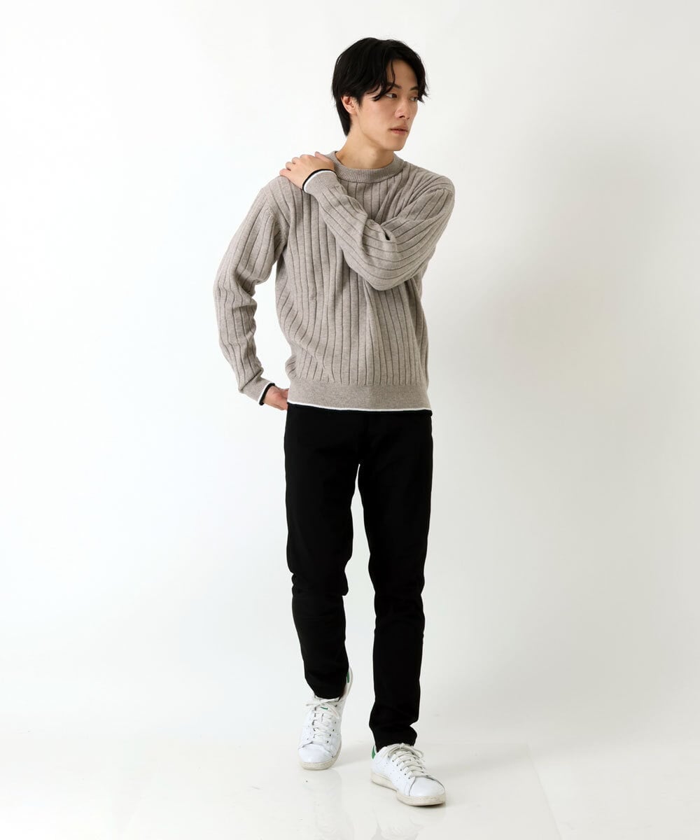 MKFAU45089 MK MICHEL KLEIN HOMME(MKミッシェルクランオム) ラインクルーネックニット アイボリー(80)