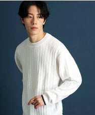 MKFAU45089 MK MICHEL KLEIN HOMME(MKミッシェルクランオム) ラインクルーネックニット ホワイト(90)