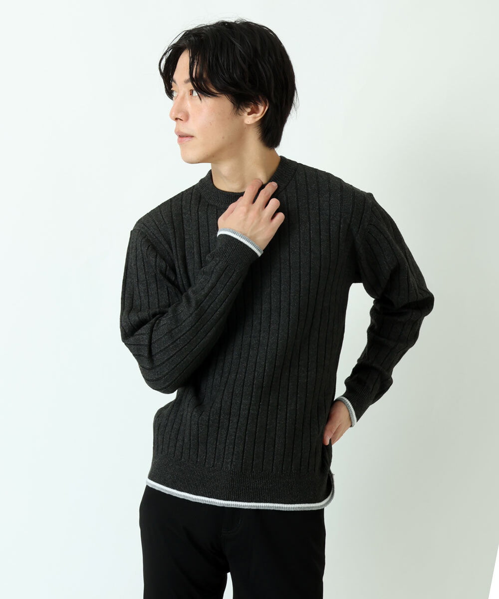 MKFAU45089 MK MICHEL KLEIN HOMME(MKミッシェルクランオム) ラインクルーネックニット ダークグレー(93)