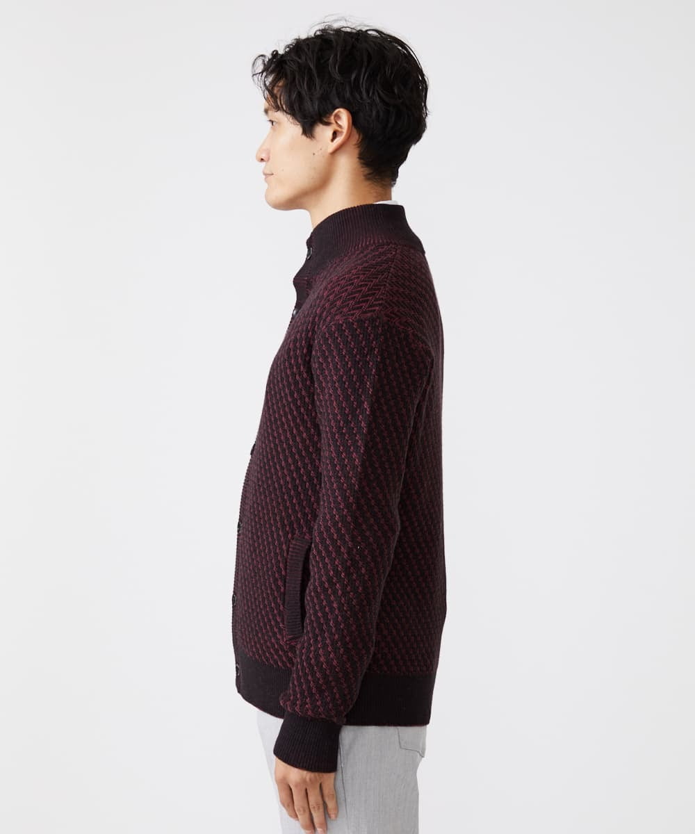 MKFAV50130 MK MICHEL KLEIN HOMME(MKミッシェルクランオム) スタンドカーディガン / ツイルへリンボン パープル(77)