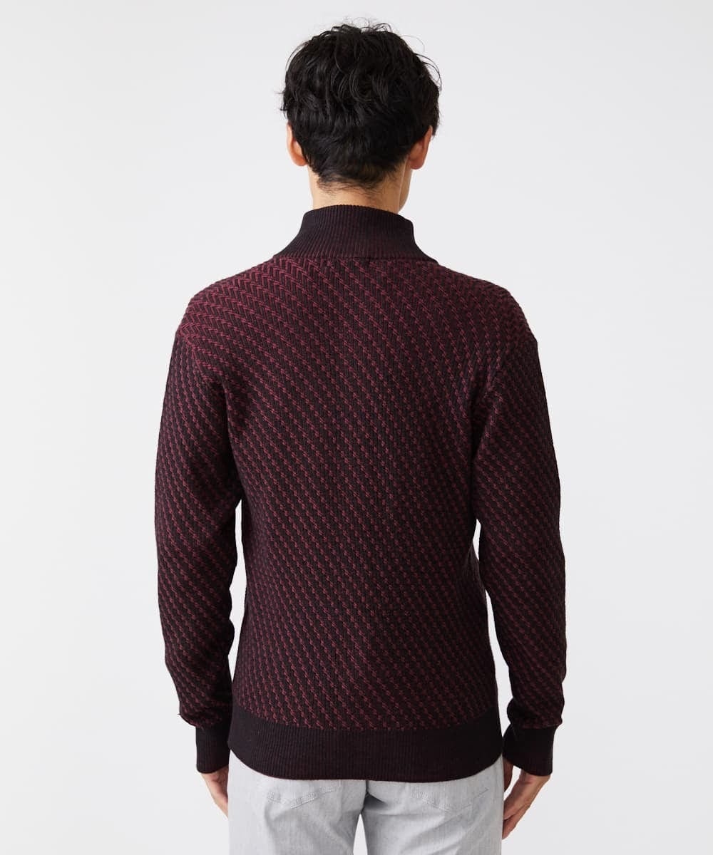 MKFAV50130 MK MICHEL KLEIN HOMME(MKミッシェルクランオム) スタンドカーディガン / ツイルへリンボン パープル(77)