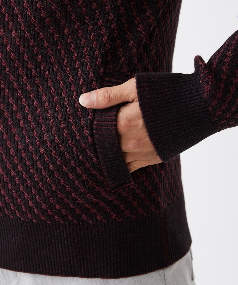 MKFAV50130 MK MICHEL KLEIN HOMME(MKミッシェルクランオム) スタンドカーディガン / ツイルへリンボン パープル(77)