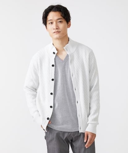 MKFAV50130 MK MICHEL KLEIN HOMME スタンドカーディガン / ツイルへリンボン