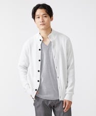 MKFAV50130 MK MICHEL KLEIN HOMME(MKミッシェルクランオム) スタンドカーディガン / ツイルへリンボン ライトグレー(91)