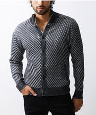 MKFAV50130 MK MICHEL KLEIN HOMME(MKミッシェルクランオム) スタンドカーディガン / ツイルへリンボン ダークグレー(93)