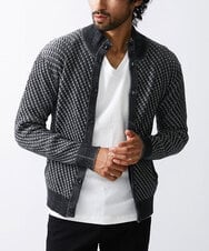 MKFAV50130 MK MICHEL KLEIN HOMME(MKミッシェルクランオム) スタンドカーディガン / ツイルへリンボン ダークグレー(93)