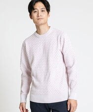 MKFAV52099 MK MICHEL KLEIN HOMME(MKミッシェルクランオム) へリンボンクルーネックニット ピンク(03)