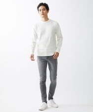 MKFAV52099 MK MICHEL KLEIN HOMME(MKミッシェルクランオム) へリンボンクルーネックニット ホワイト(90)